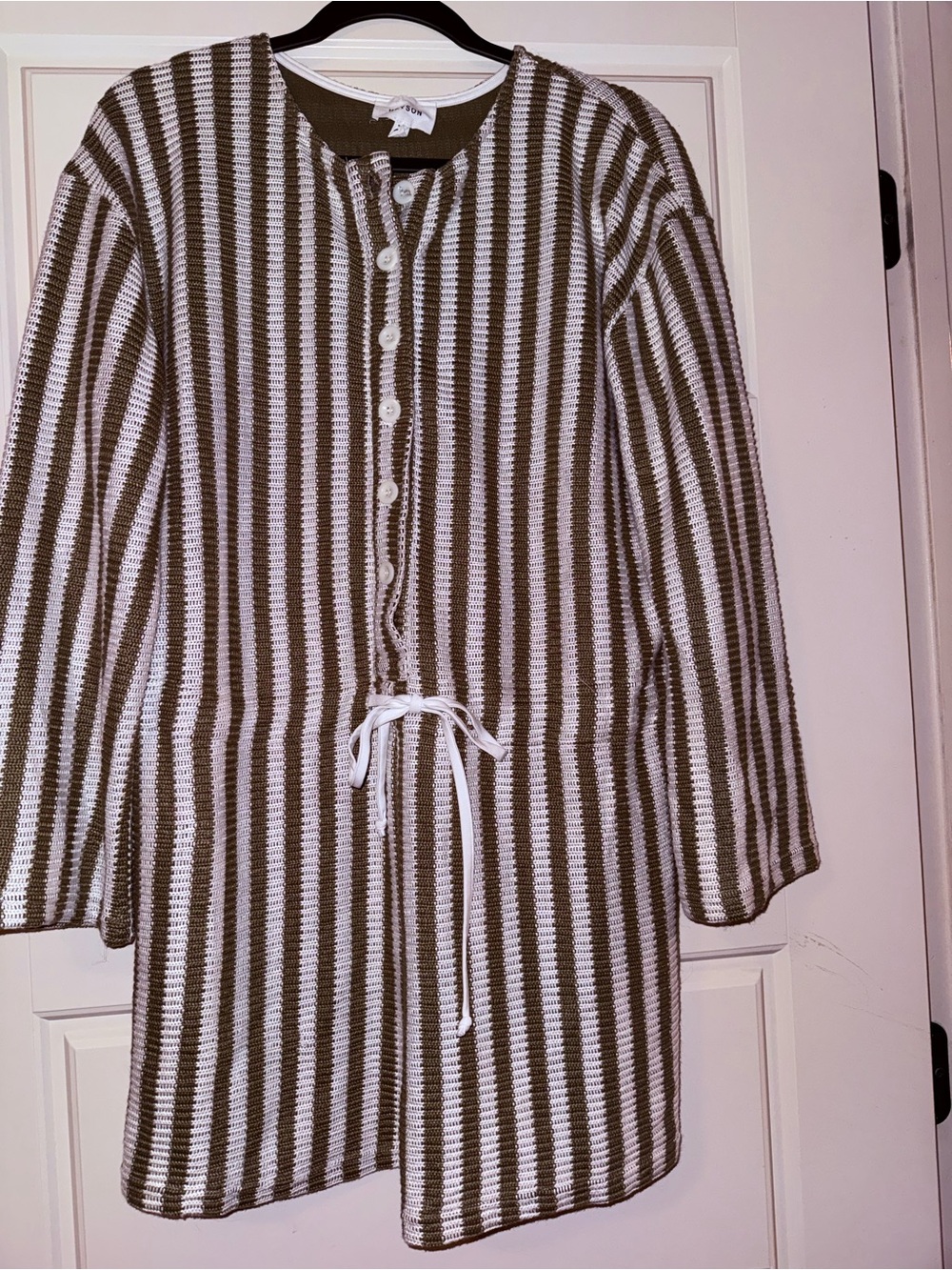 Heyson Brand Striped Brown & White Long sleeve Jumper with Tie Waist